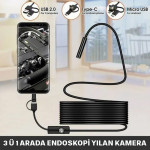 3  Kameralı USB Type-C 5MT Yılan Kamera